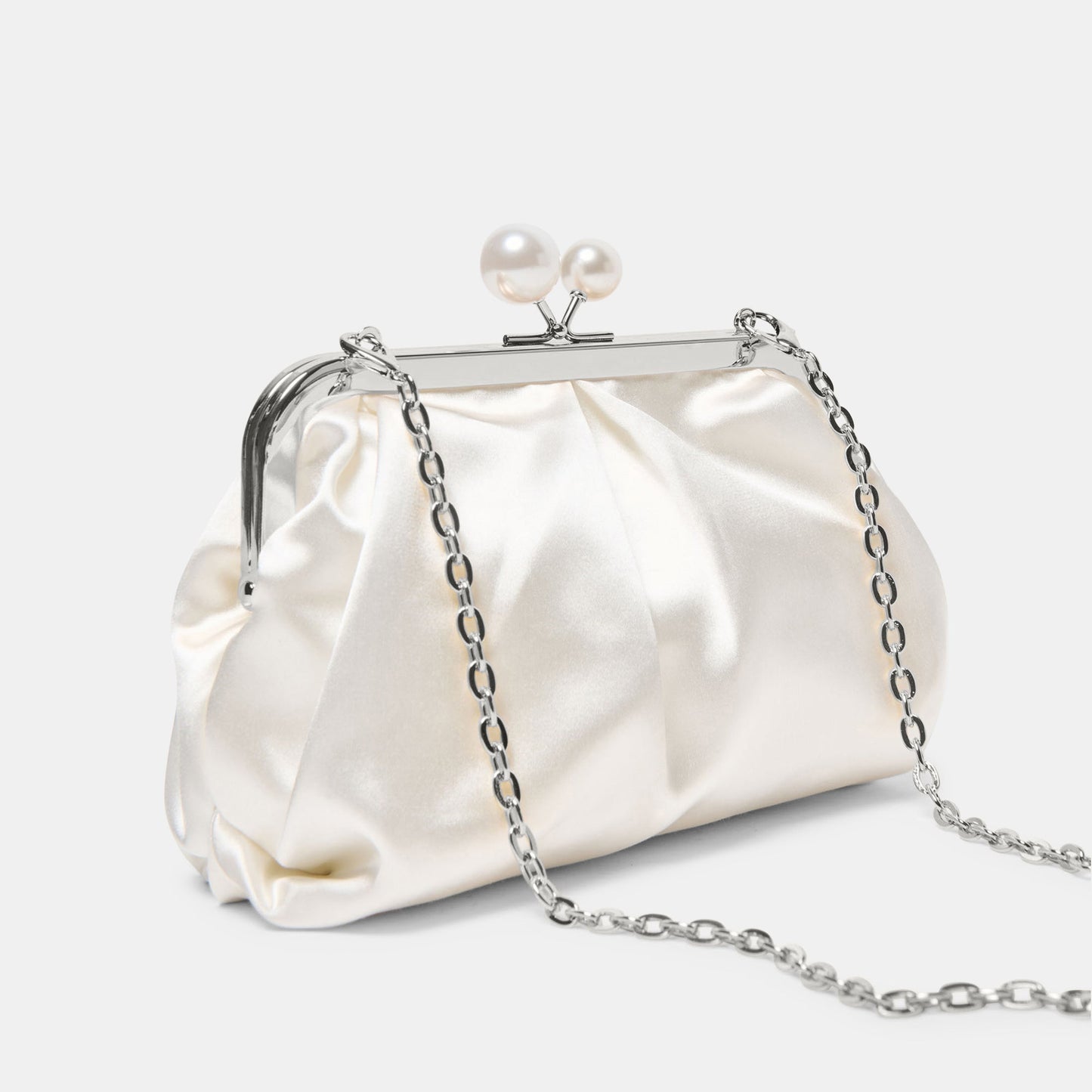 Kendall White Satin Clutch Dolce Vita