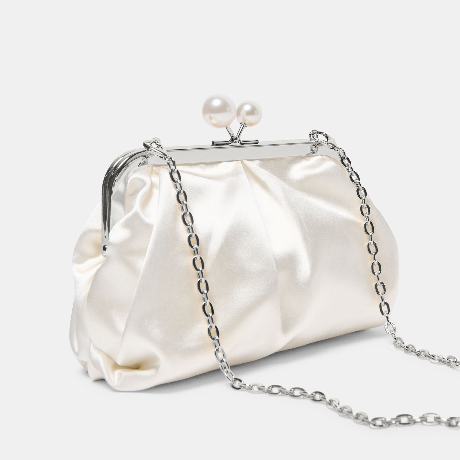 Kendall White Satin Clutch Dolce Vita