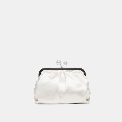 Kendall White Satin Clutch Dolce Vita