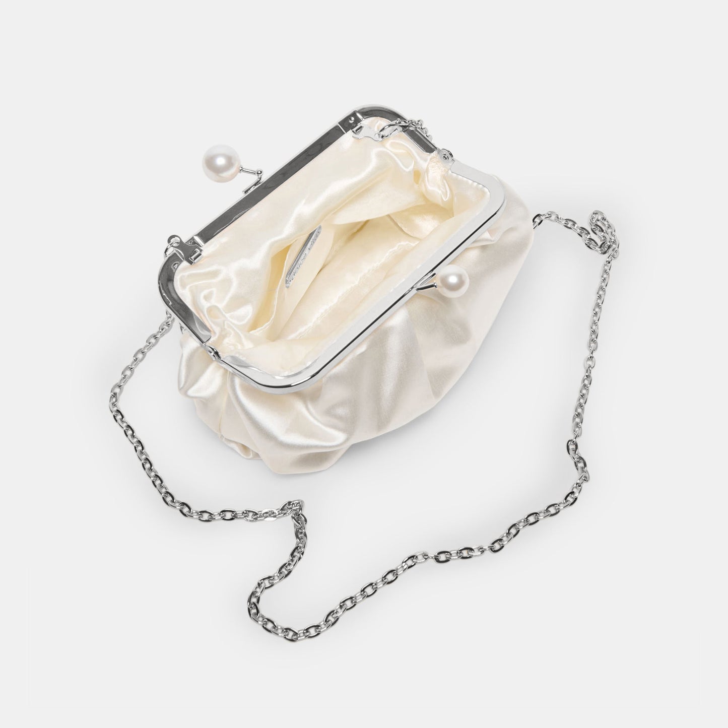 Kendall White Satin Clutch Dolce Vita