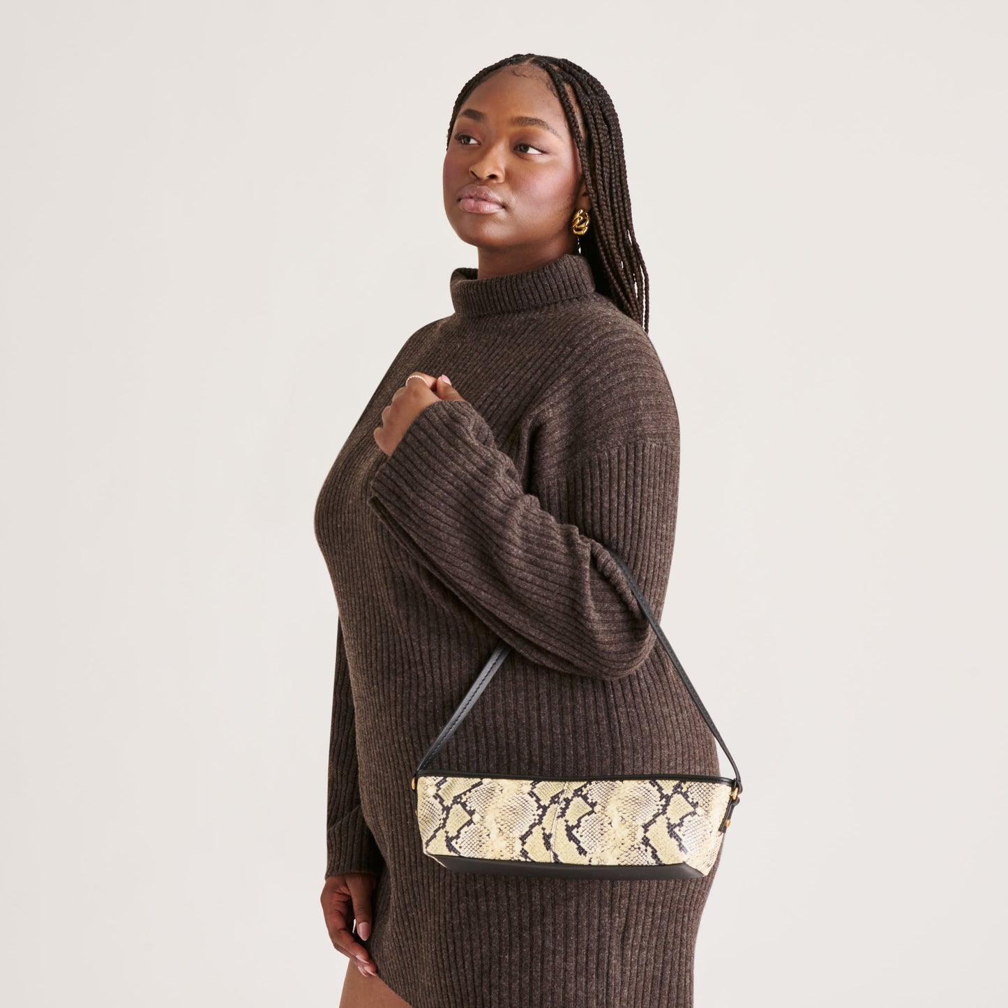 Savaii Black White Snake Stella Shoulder Bag Dolce Vita