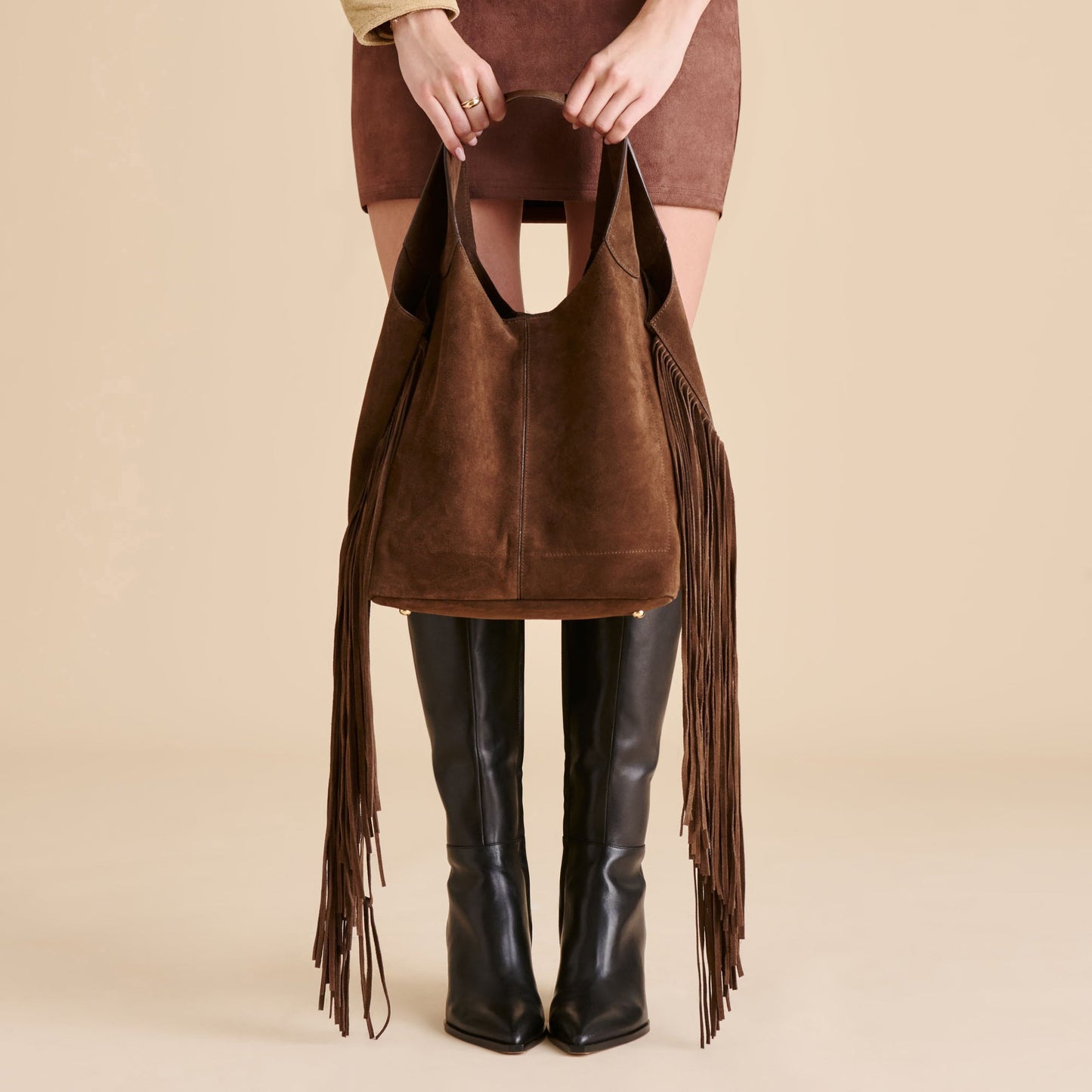 Nakoma Chocolate Suede Shoulder Bag Dolce Vita