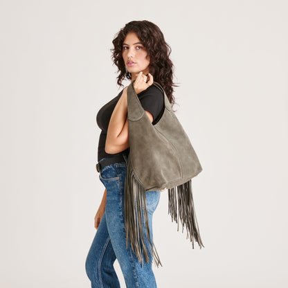 Nakoma Olive Suede Shoulder Bag Dolce Vita