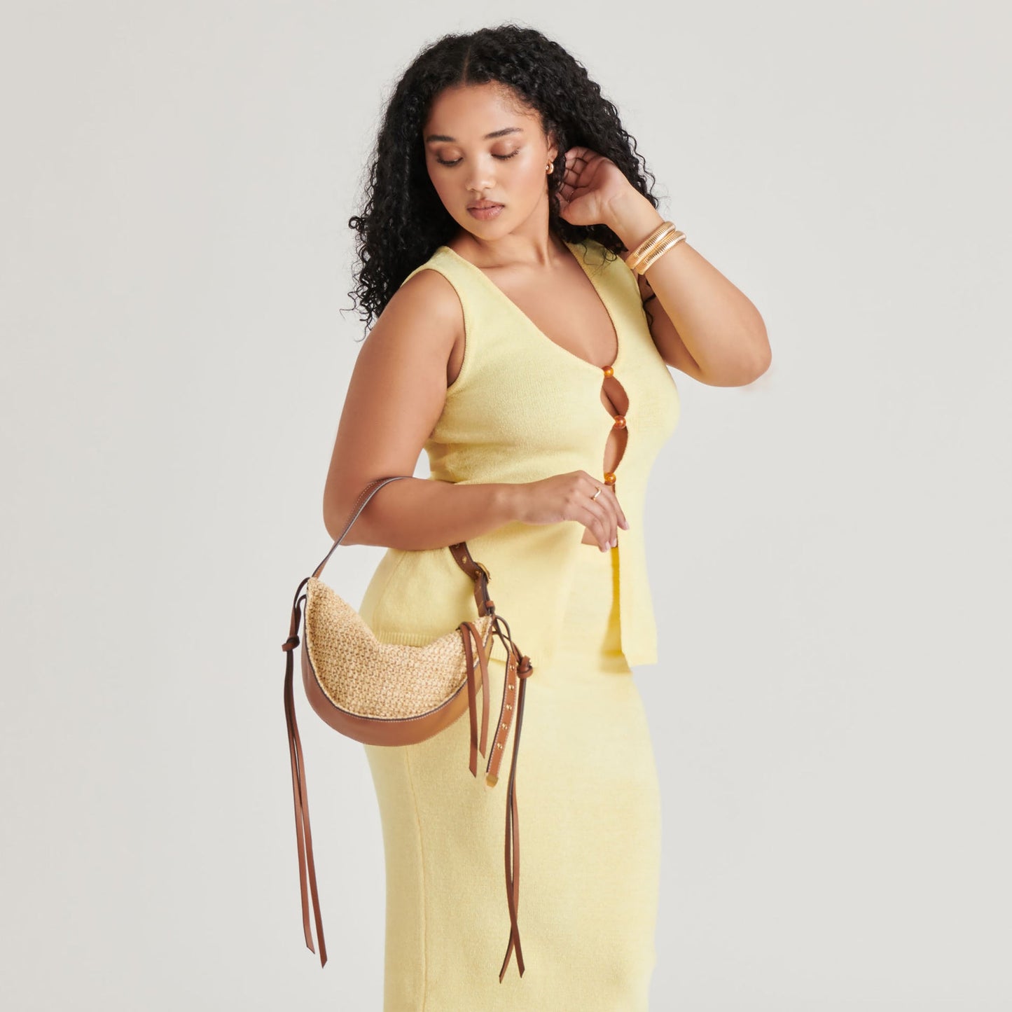 MONACO SHOULDER BAG NATURAL RAFFIA Dolce Vita
