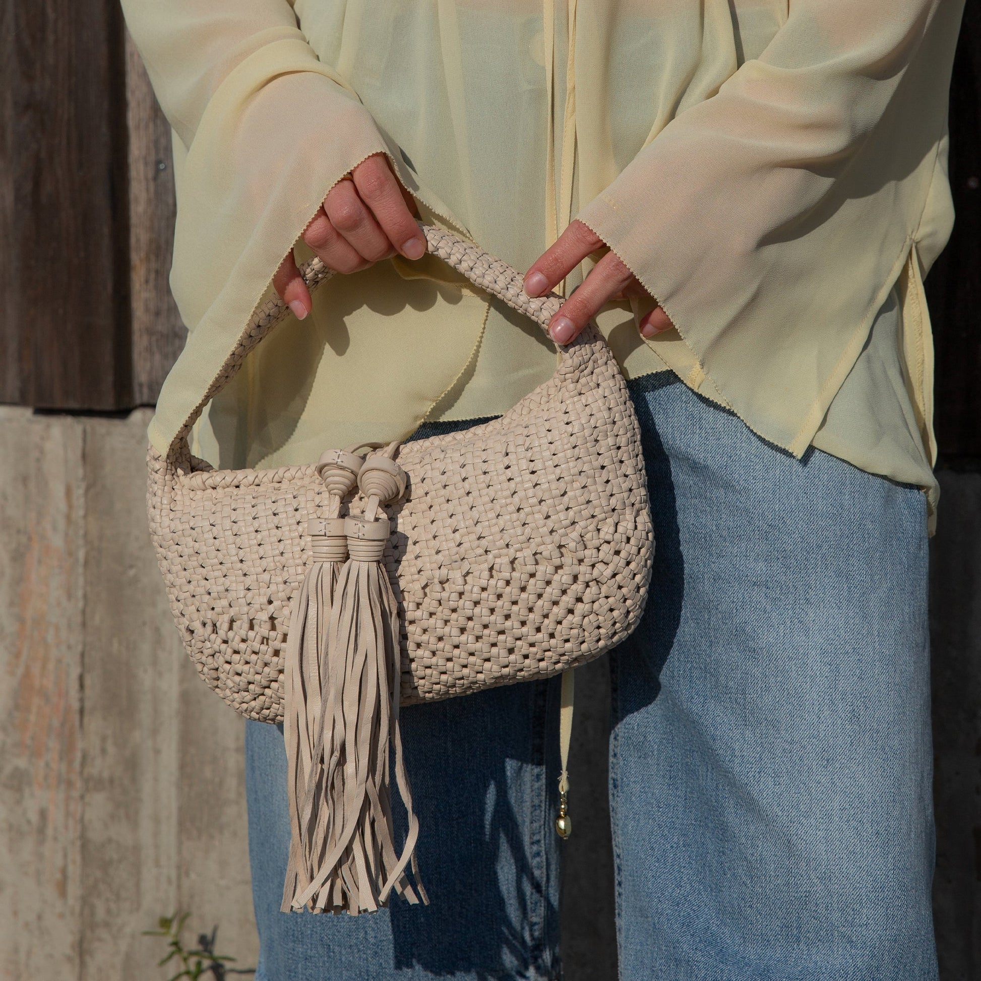 Zenia Bone Leather Handbag Dolce Vita
