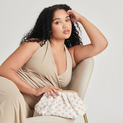FIORE CLUTCH EMBROIDERED NATURAL RAFFIA Dolce Vita