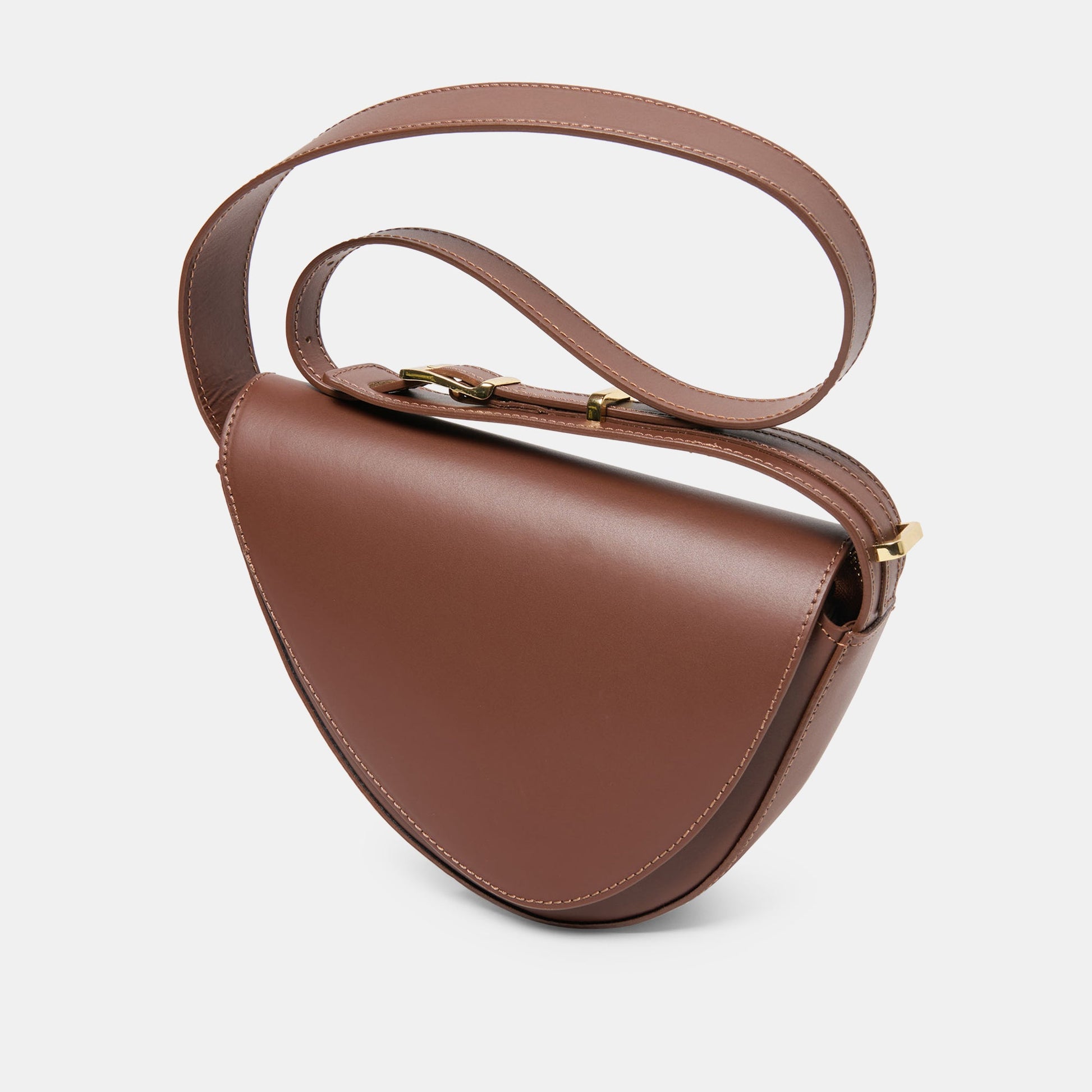 Sabine Brown Leather Shoulder Bag Dolce Vita