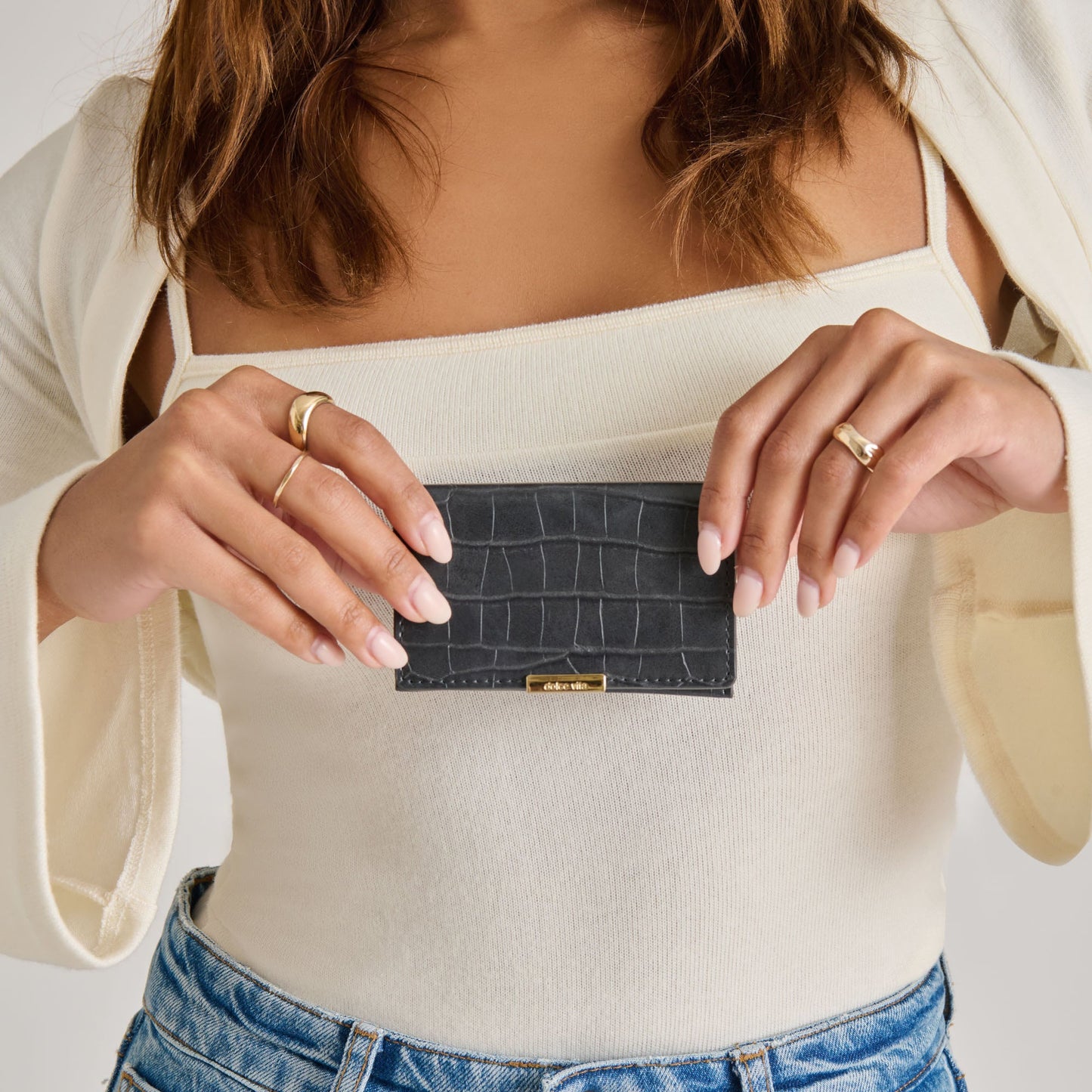 Mini-Me Grey Croco Stella Wallet Dolce Vita
