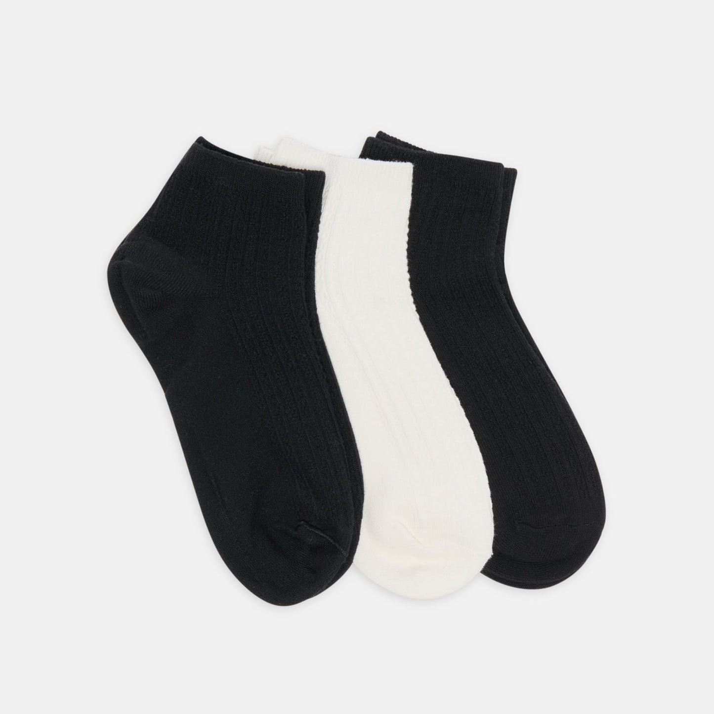 3 Pack Cable Anklet Black White Socks Dolce Vita