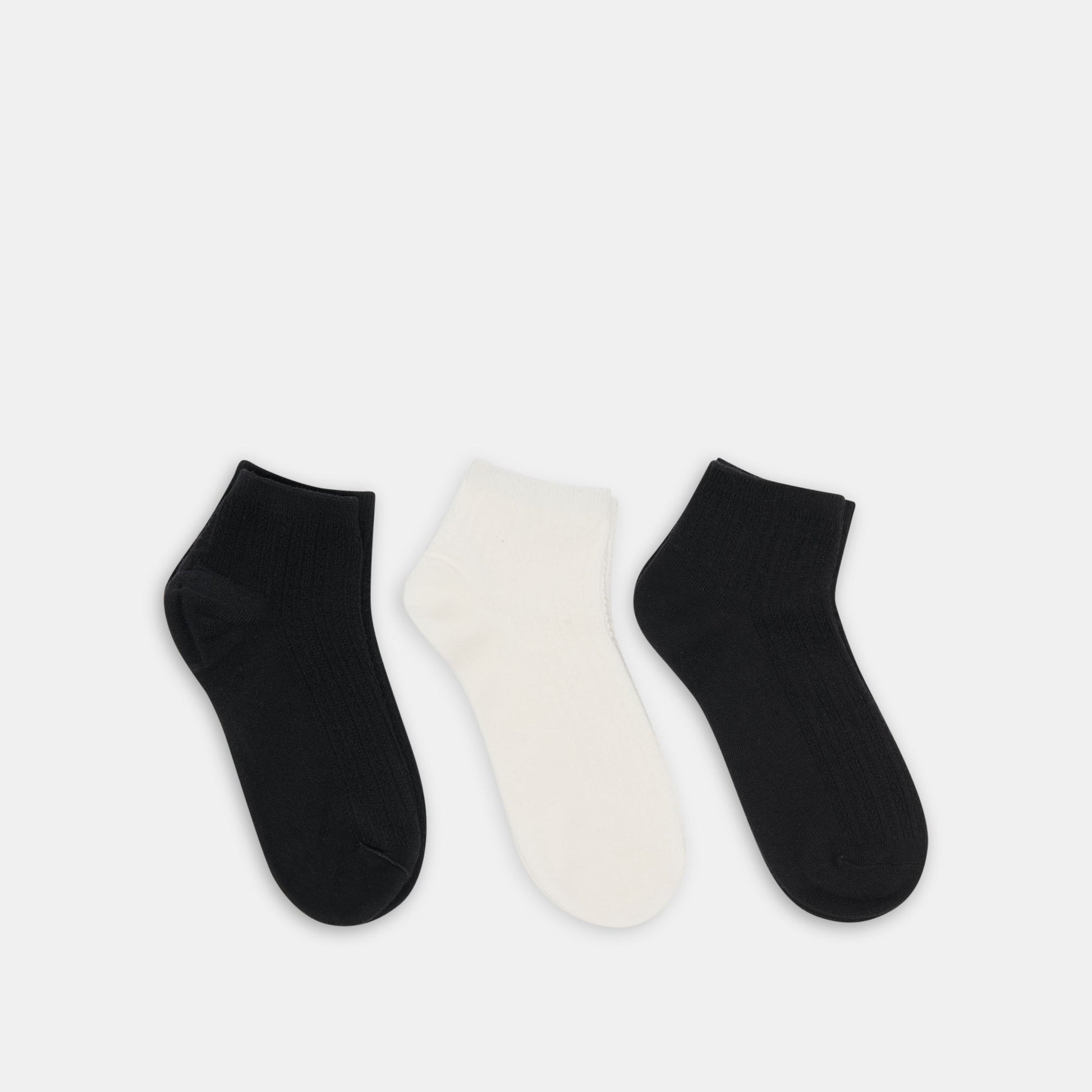 3 Pack Cable Anklet Black White Socks Dolce Vita