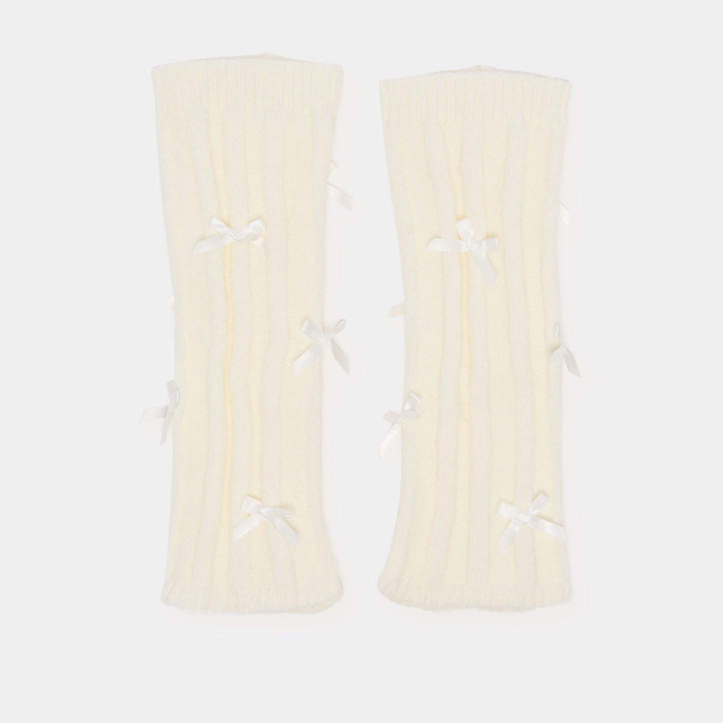 Satin Bow Ivory Leg Warmers Dolce Vita