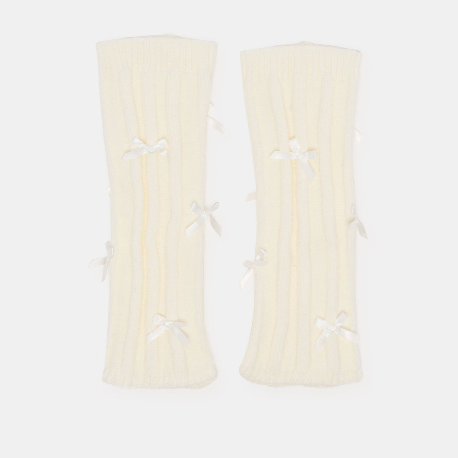 Satin Bow Ivory Leg Warmers Dolce Vita