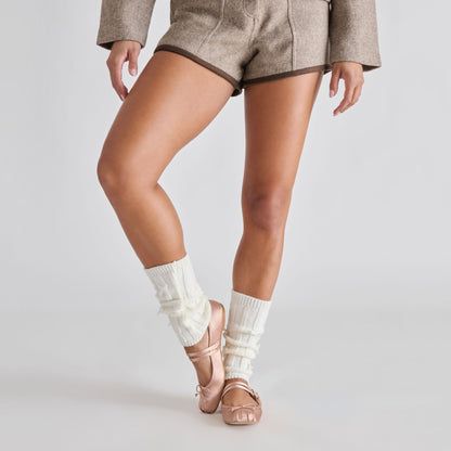 Satin Bow Ivory Leg Warmers Dolce Vita