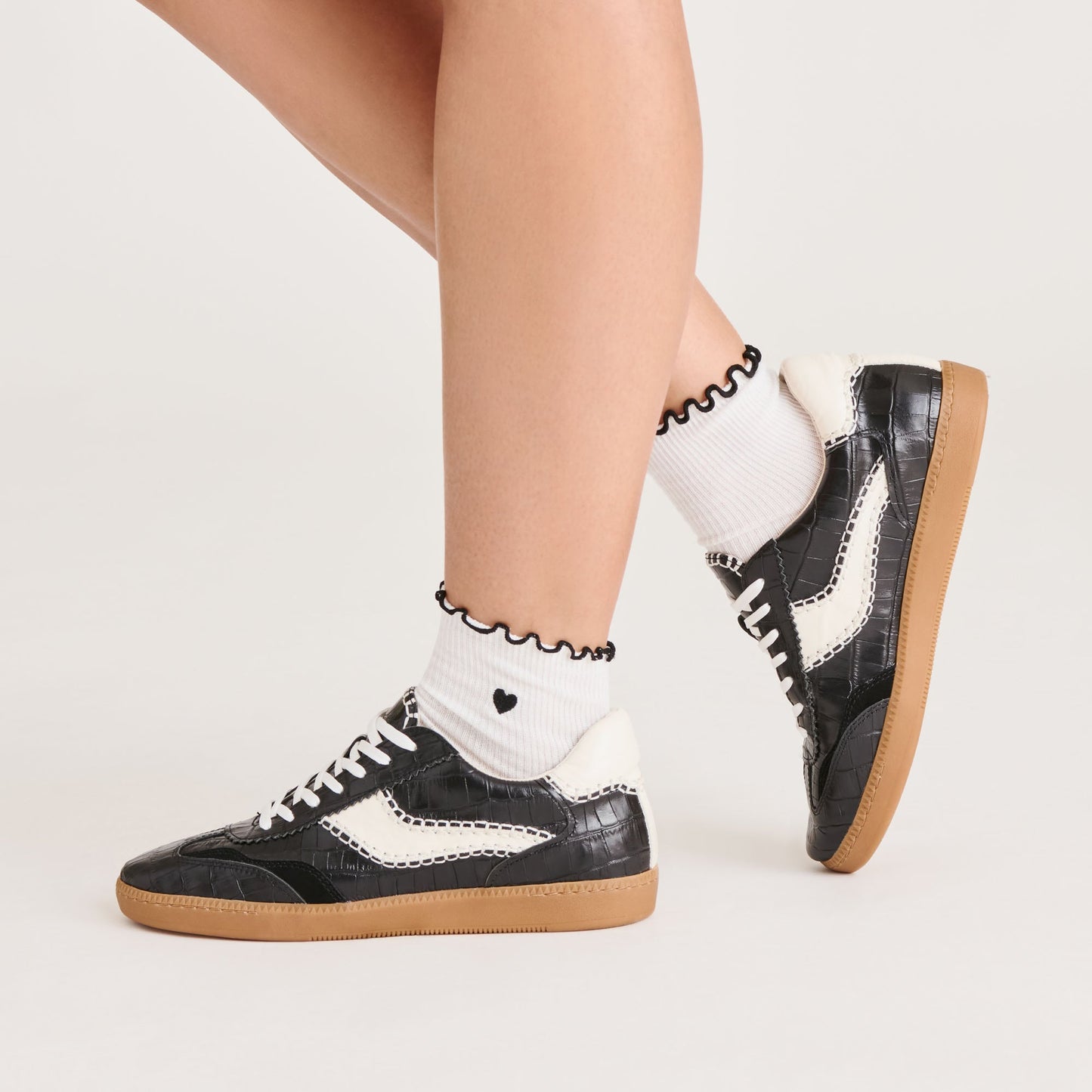 5 Pack Embroidered Rib White Black Multi Anklet Socks Dolce Vita