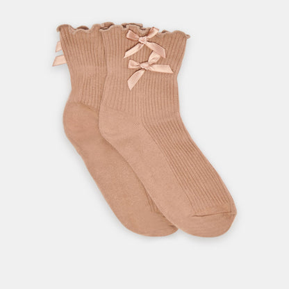 Lettuce Edge Bow Mocha Anklet Socks Dolce Vita