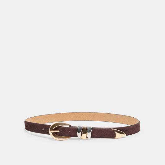 Mixed Metal Mahogany Buckle Belt Dolce Vita