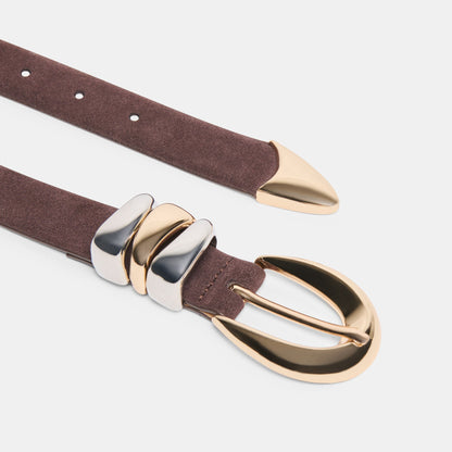Mixed Metal Mahogany Buckle Belt Dolce Vita