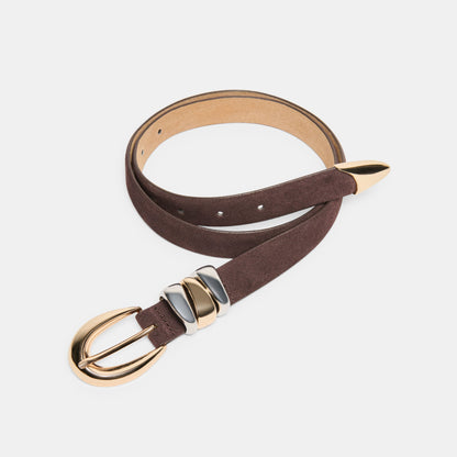 Mixed Metal Mahogany Buckle Belt Dolce Vita