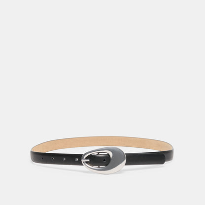 Organic Oval Black Silver Buckle Belt Dolce Vita