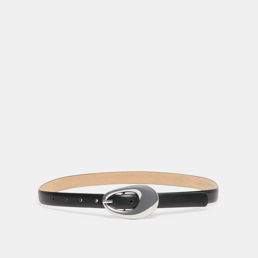 Organic Oval Black Silver Buckle Belt Dolce Vita