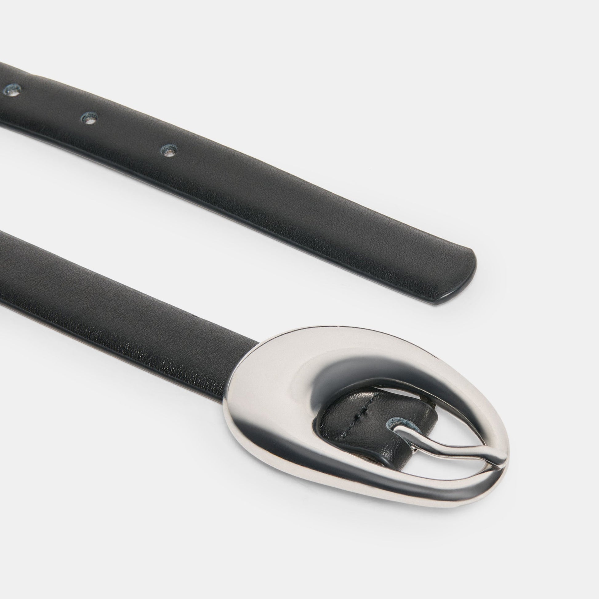 Organic Oval Black Silver Buckle Belt Dolce Vita