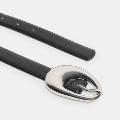 Organic Oval Black Silver Buckle Belt Dolce Vita