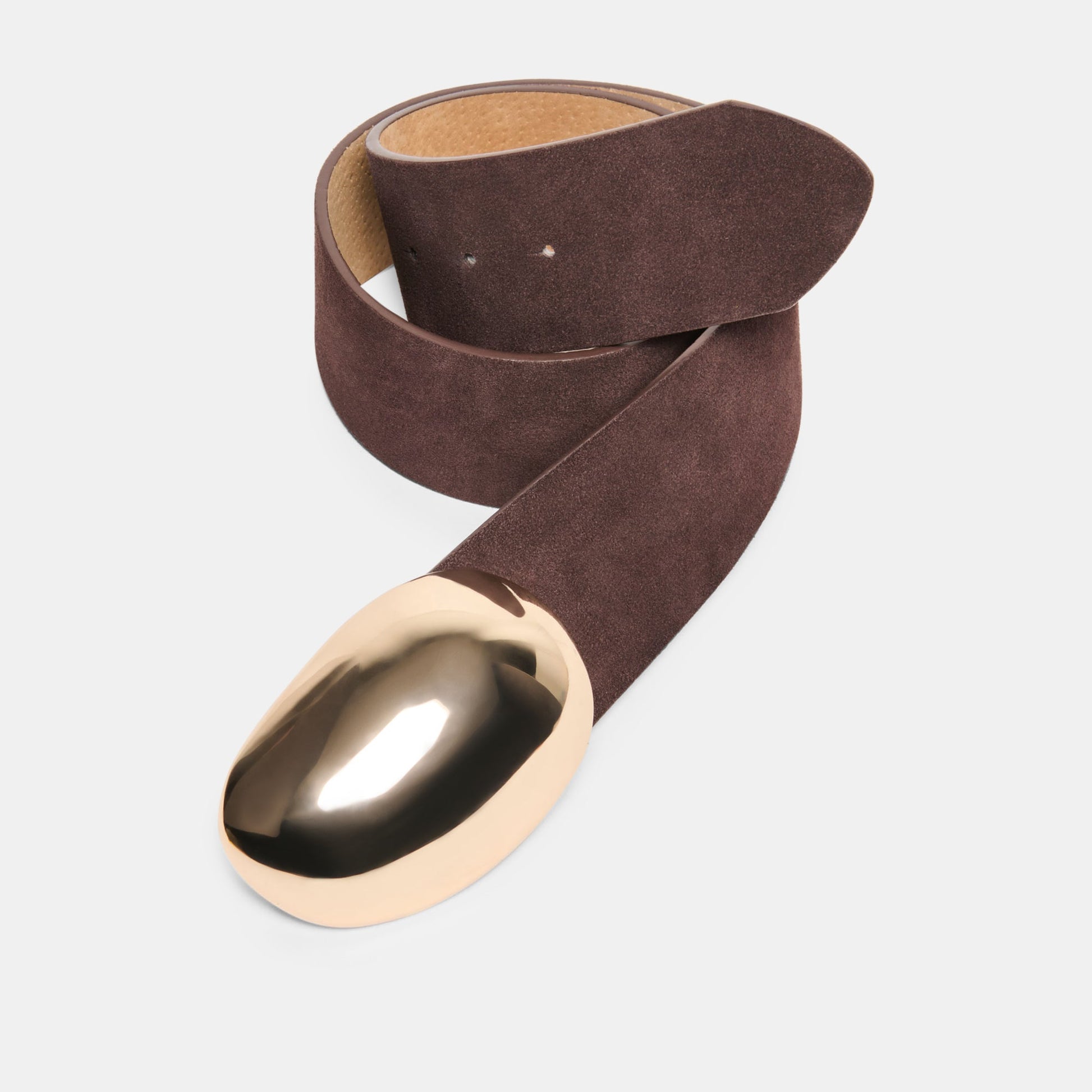 Bubble Mahogany Gold Buckle Belt Dolce Vita