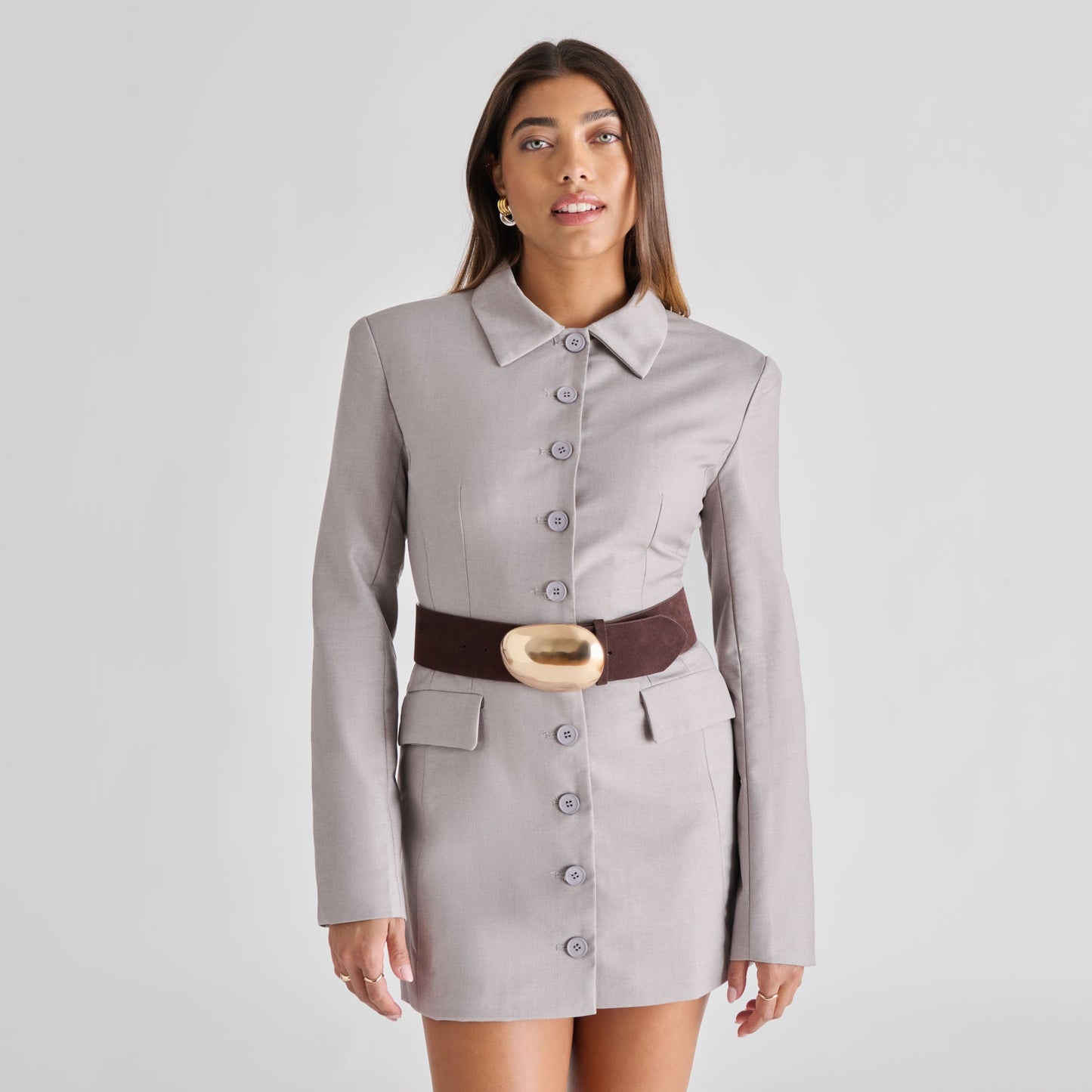 Bubble Mahogany Gold Buckle Belt Dolce Vita
