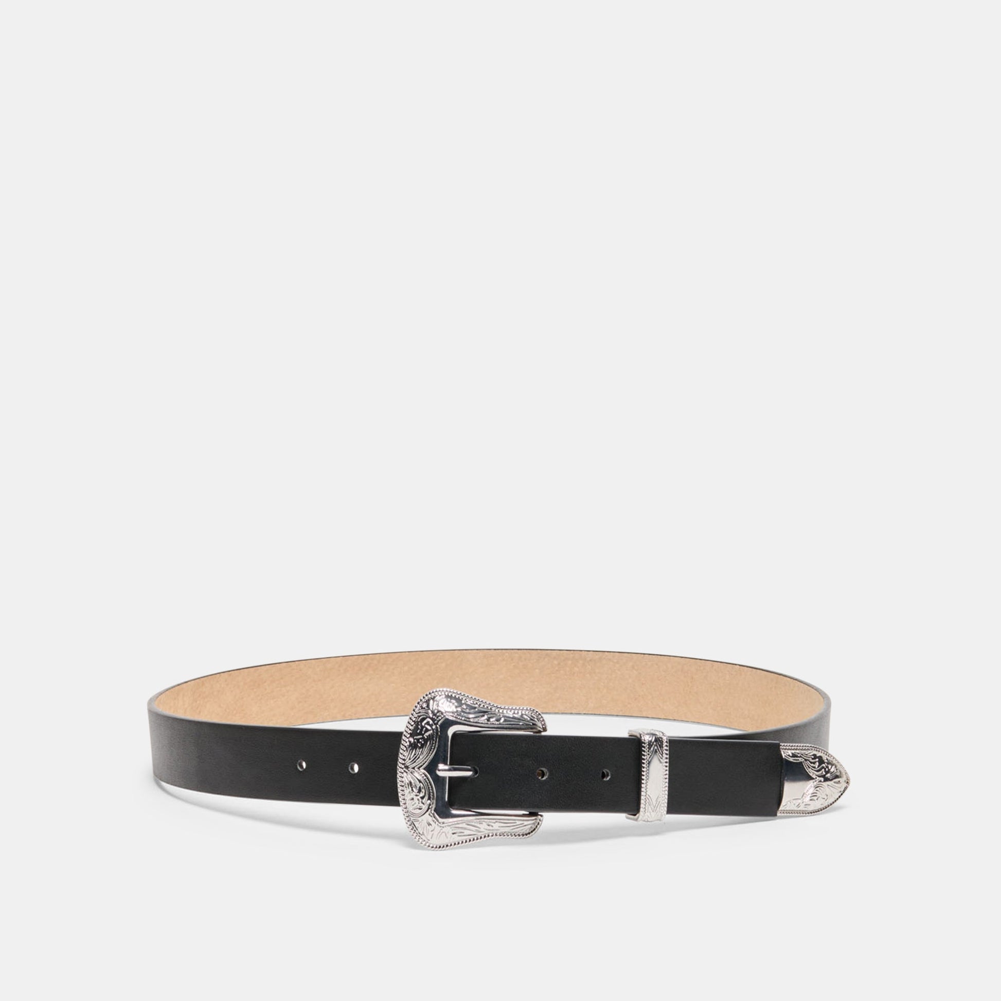 Vintage Western Black Silver Buckle Belt Dolce Vita