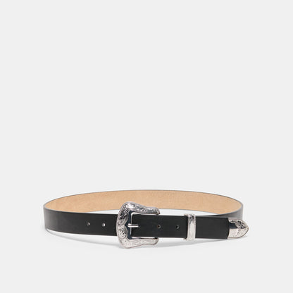 Vintage Western Black Silver Buckle Belt Dolce Vita