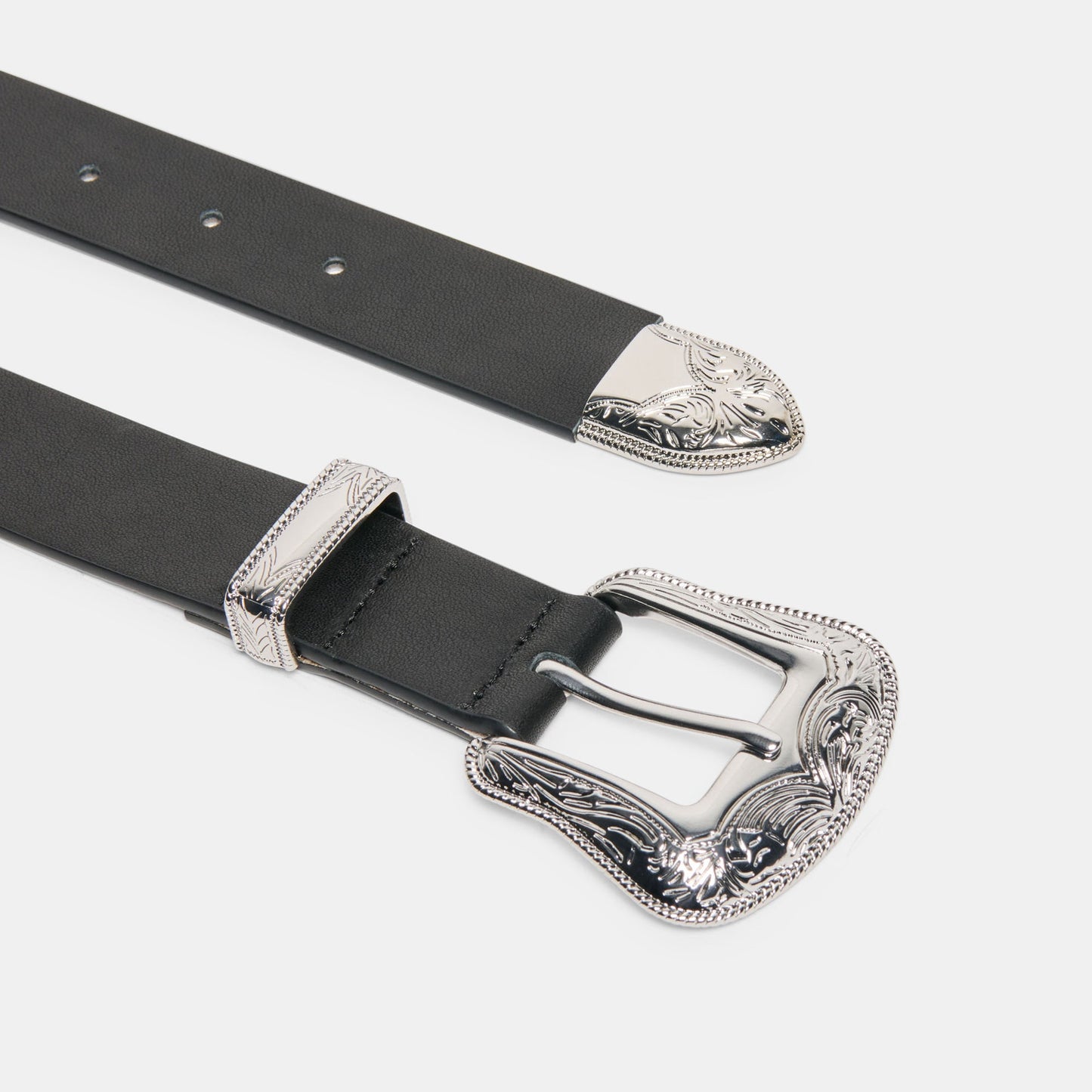 Vintage Western Black Silver Buckle Belt Dolce Vita