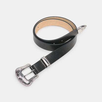 Vintage Western Black Silver Buckle Belt Dolce Vita