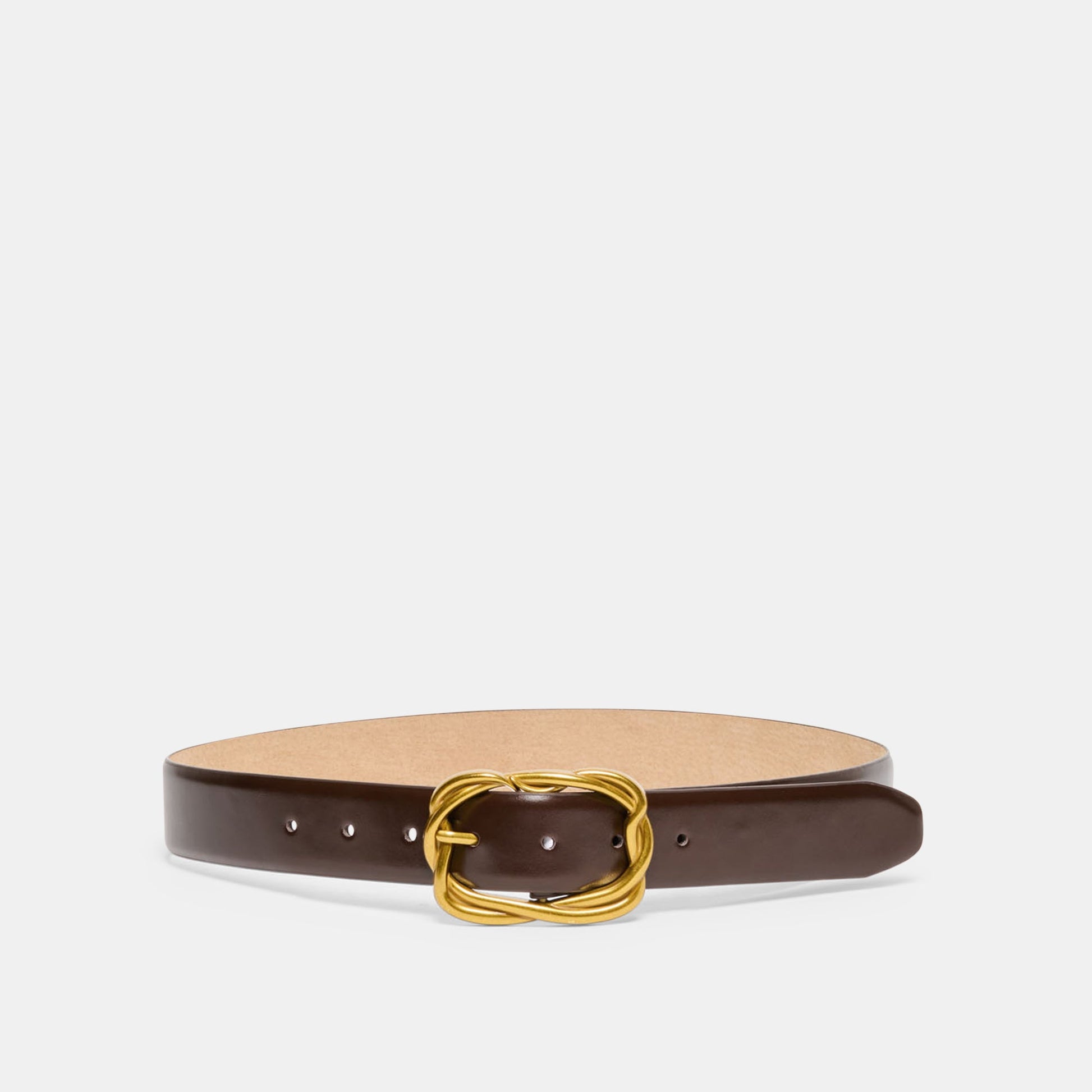 Braided Mahogany Gold Buckle Belt Dolce Vita