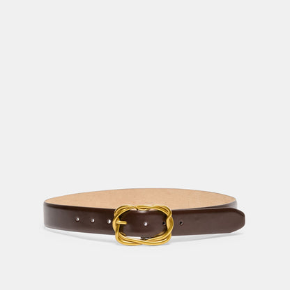 Braided Mahogany Gold Buckle Belt Dolce Vita