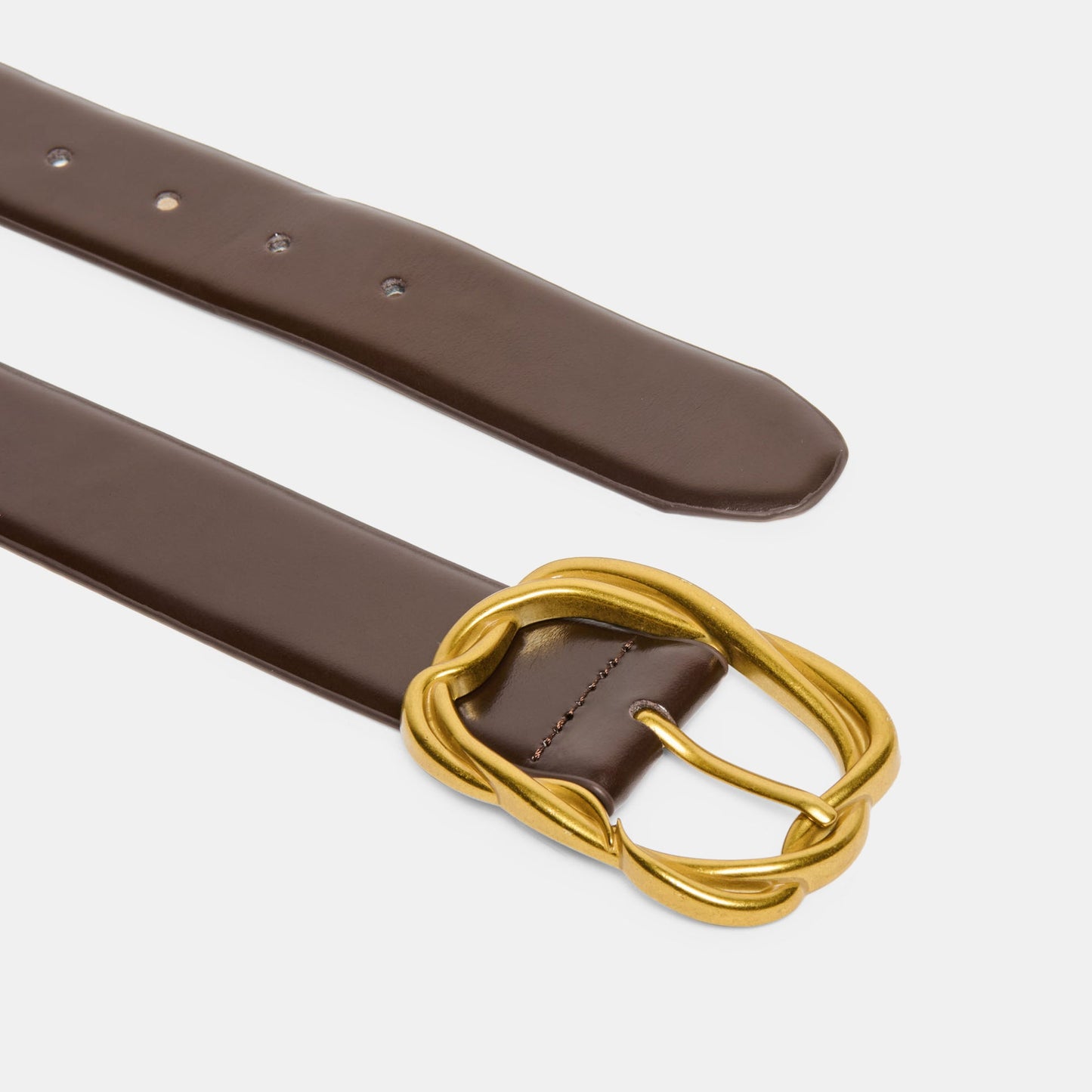 Braided Mahogany Gold Buckle Belt Dolce Vita