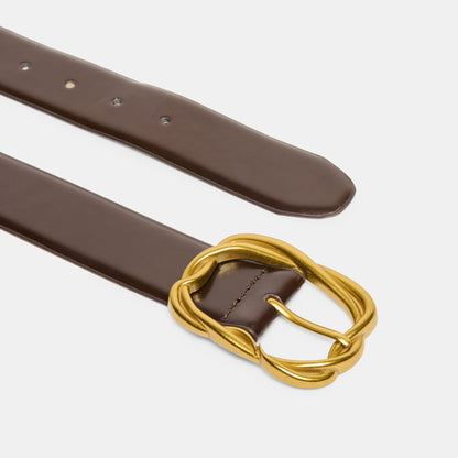 Braided Mahogany Gold Buckle Belt Dolce Vita