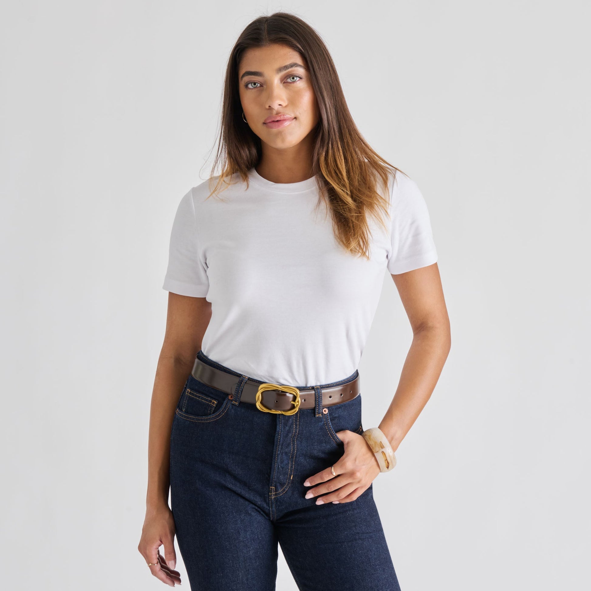 Braided Mahogany Gold Buckle Belt Dolce Vita