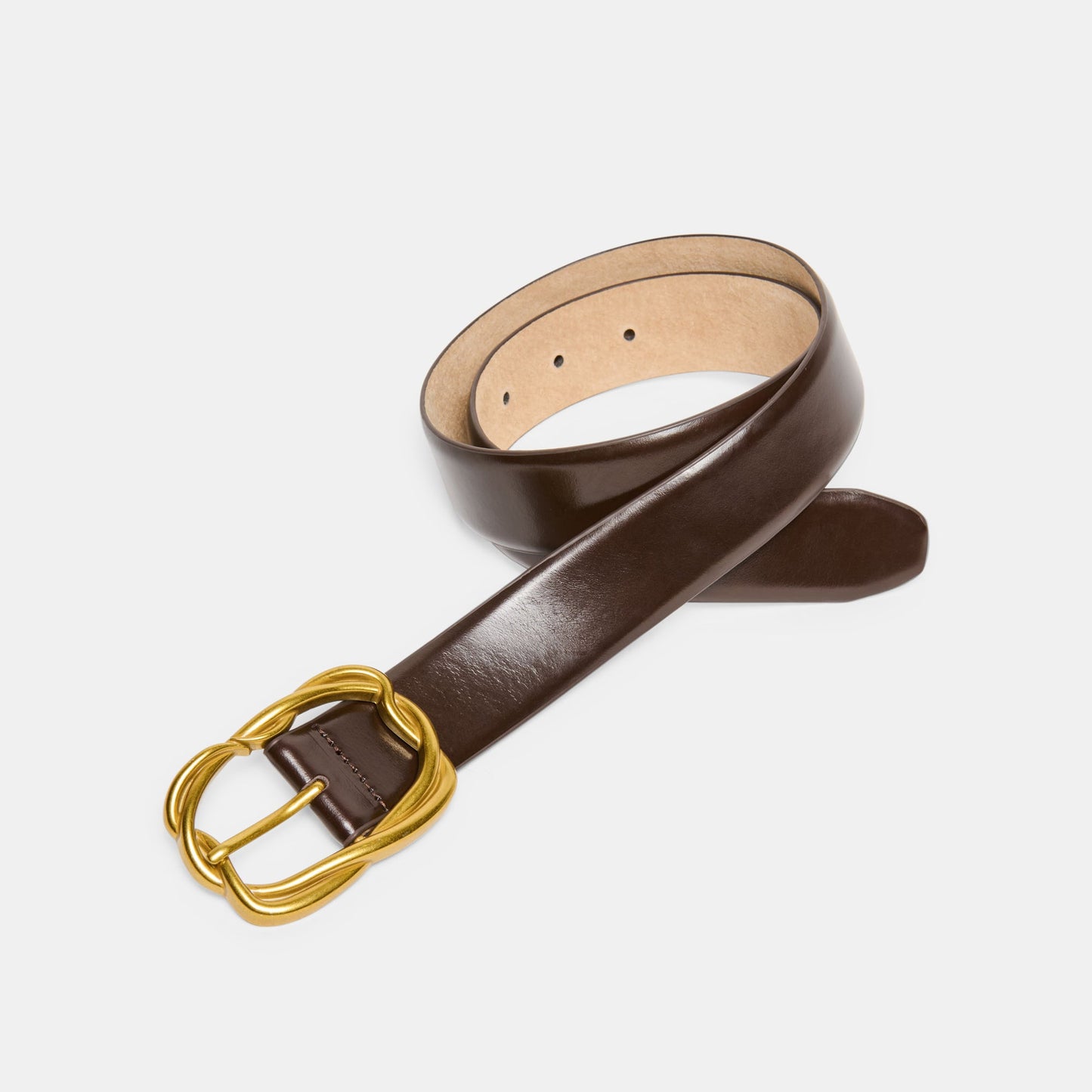 Braided Mahogany Gold Buckle Belt Dolce Vita