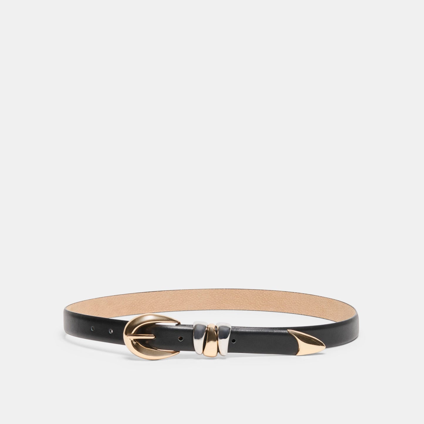 Mixed Metal Black Buckle Belt Dolce Vita