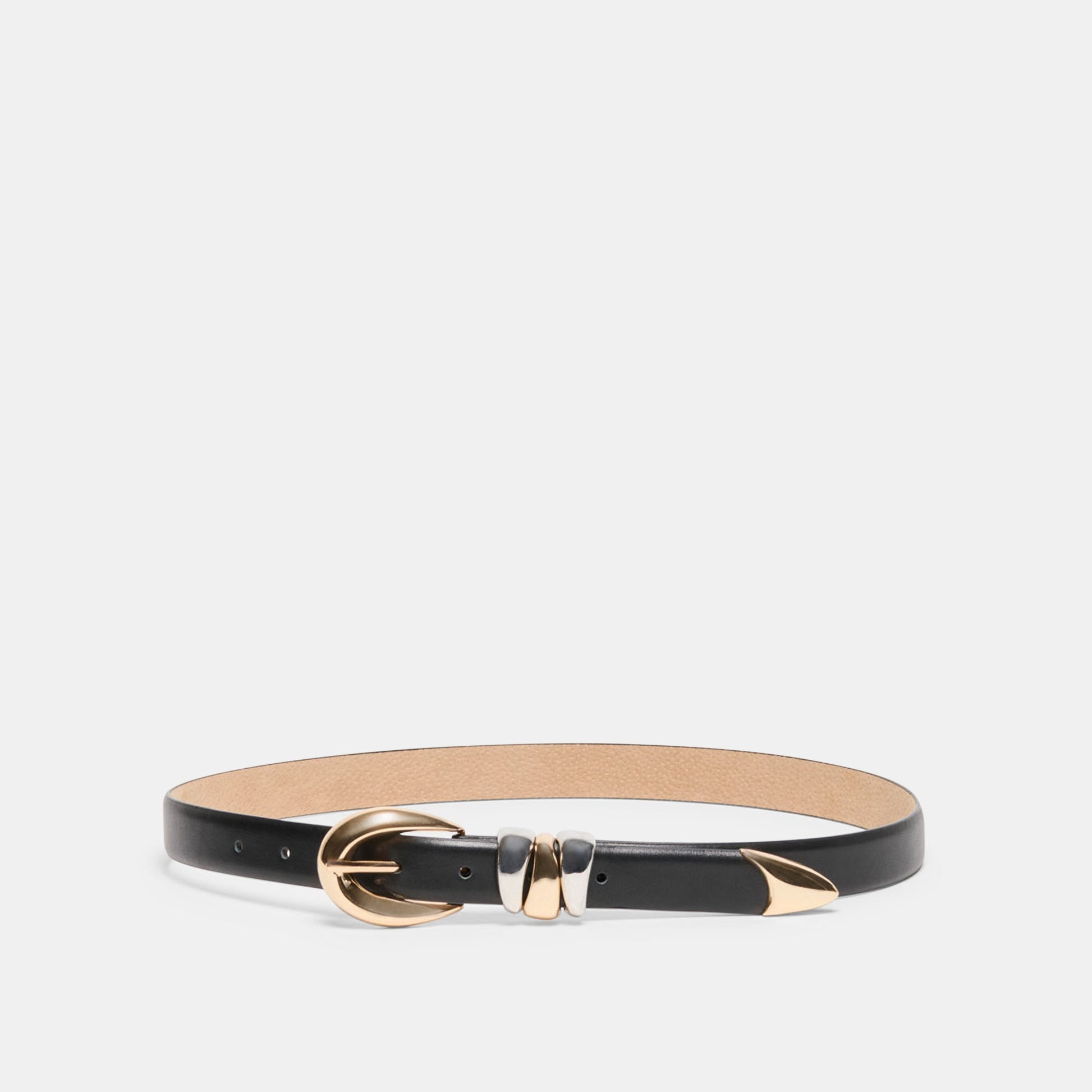 Mixed Metal Black Buckle Belt Dolce Vita