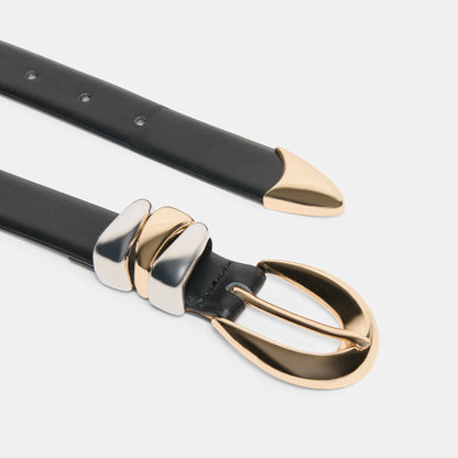 Mixed Metal Black Buckle Belt Dolce Vita