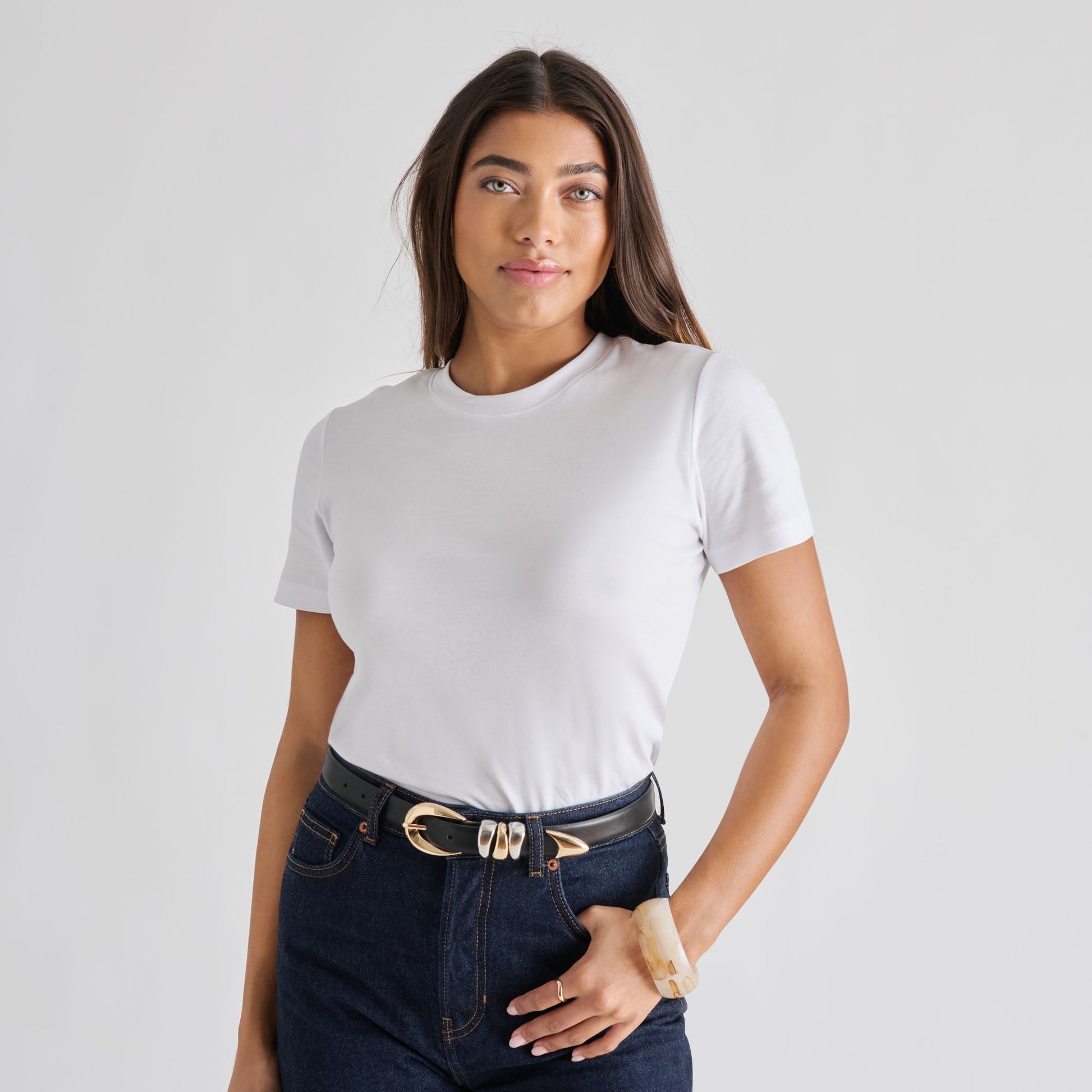 Mixed Metal Black Buckle Belt Dolce Vita