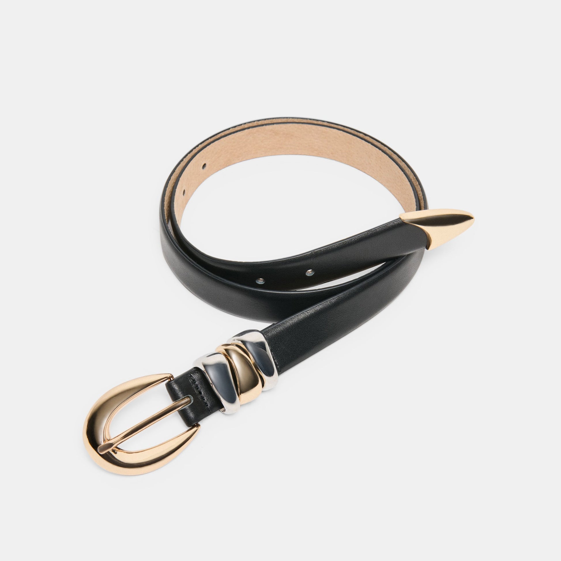 Mixed Metal Black Buckle Belt Dolce Vita