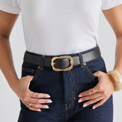 Braided Black Gold Buckle Belt Dolce Vita