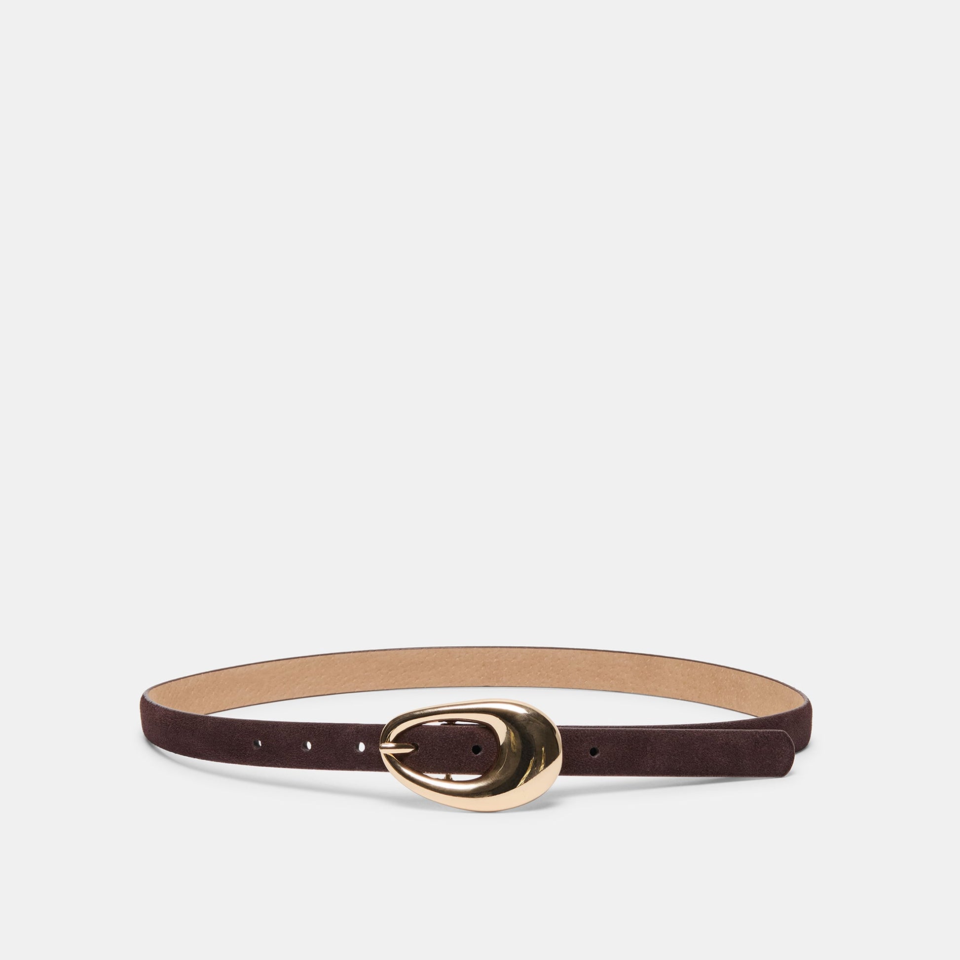 Organic Oval Mahogany Gold Buckle Belt Dolce Vita