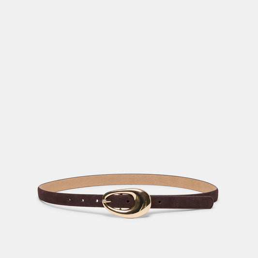Organic Oval Mahogany Gold Buckle Belt Dolce Vita