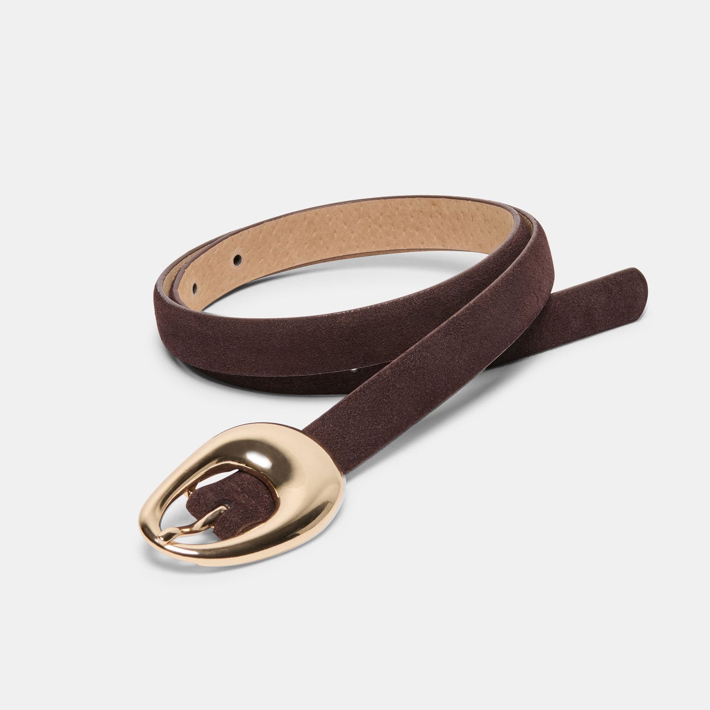 Organic Oval Mahogany Gold Buckle Belt Dolce Vita