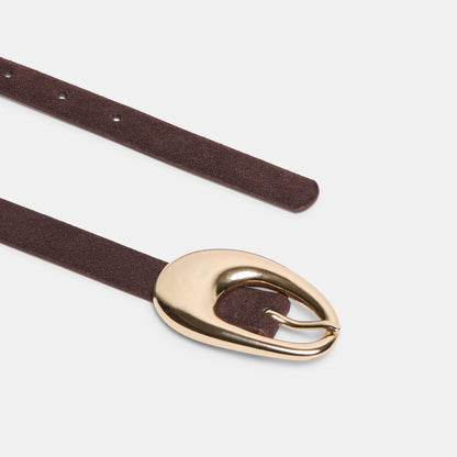 Organic Oval Mahogany Gold Buckle Belt Dolce Vita