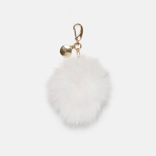 Pom Pom White Plush Bag Charm Dolce Vita