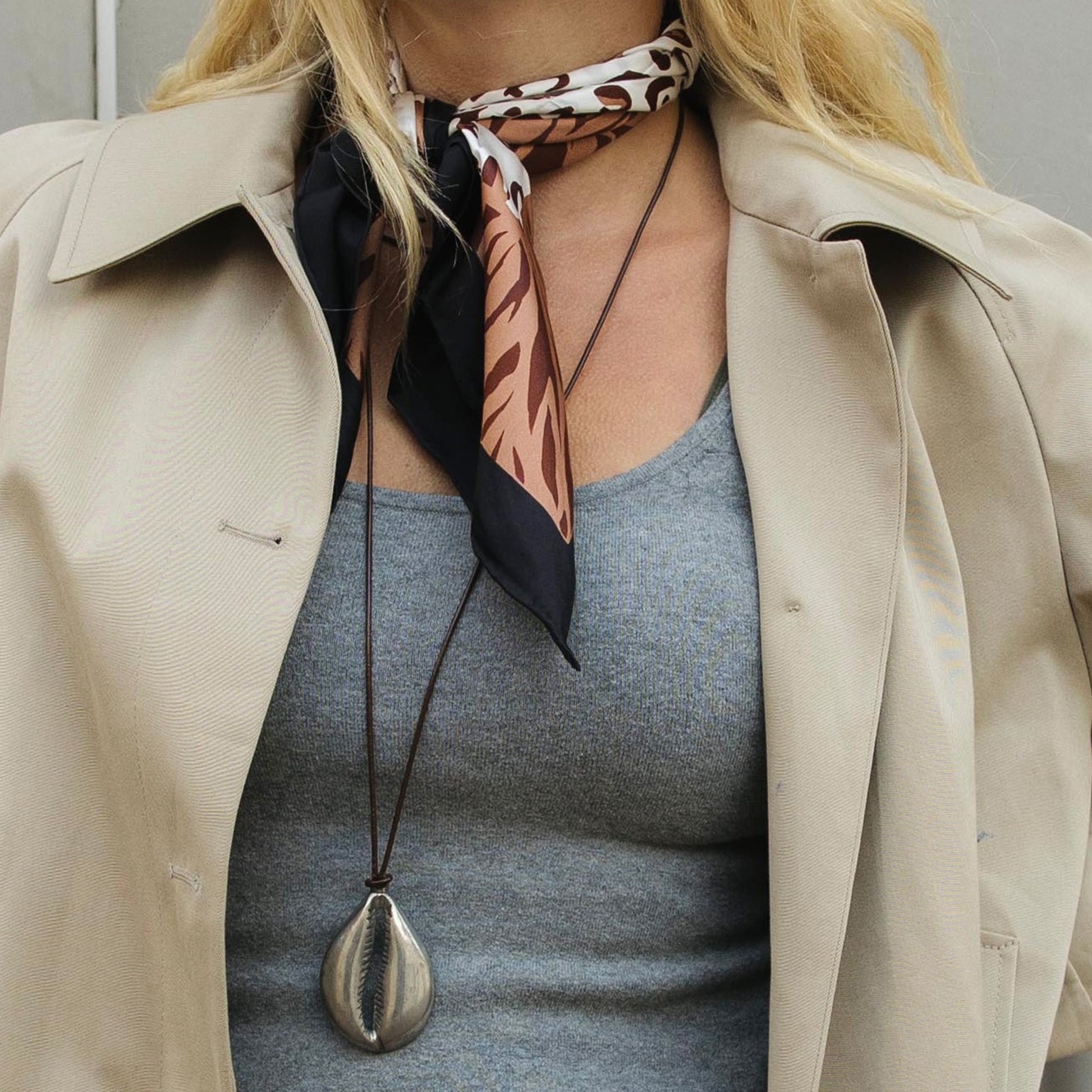 Animal Print Brown Multi Silk Scarf Dolce Vita